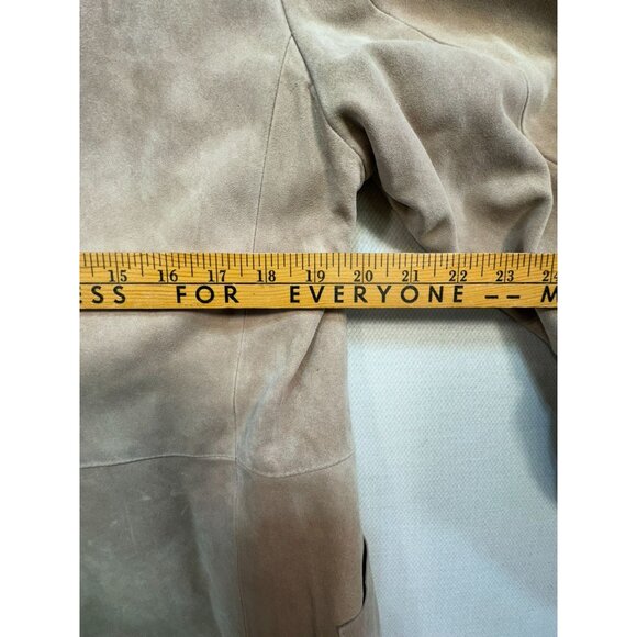 Vintage J. Peterman Womens Leather Blazer Jacket Size 12 Beige Tan 100% Leather - Picture 12 of 13